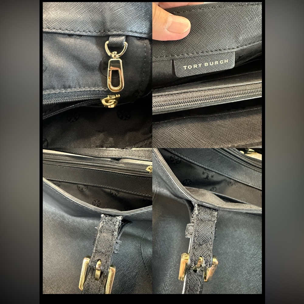 Tory Burch Black Saffiano Leather York Tote Bag Purse - Picture 11 of 12